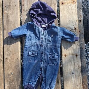 Vintage Mexx Blue and Navy Kids Denim Romper